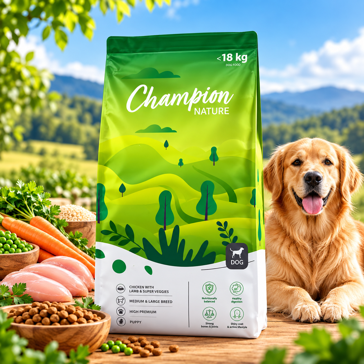 Champion Nature Chicken With Lamb & Super Veggies 18kg